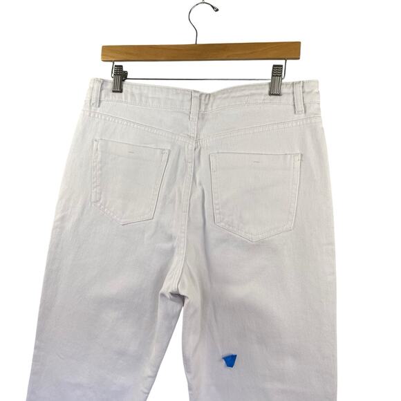 Vanilla Star Juniors Sz 11 Mom Jean White Raw Rolled Cuff Distressed StretchNEW - Picture 4 of 13